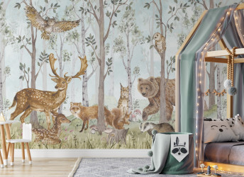 tapeta na ścianę leśne zwierzęta