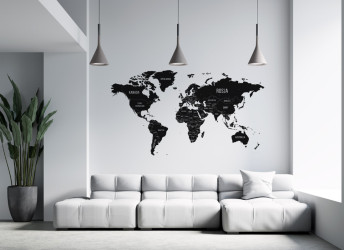 naklejka na ścianę mapa świata