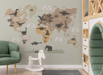 pastelowa mapa świata na ścianę