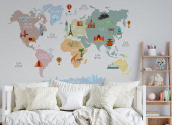 naklejka mapa świata na ścianę