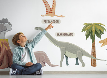 naklejka na ścianę edukacyjna z dinozaurami