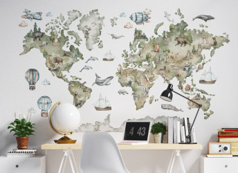 mapa świata nad biurko