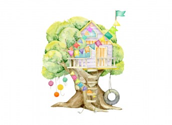 domek na drzewie naklejka dla dzieci